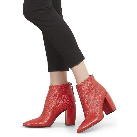 Kenneth Cole Alora Pointy Toe Ankle Bootie Boot Red Patent Leather‎ Boot Sz 9 - Picture 10 of 10